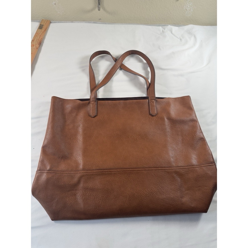 Overbrooke Tote Bag Cognac Brown Large Pebbled Leather Shoulder Purse Handbag